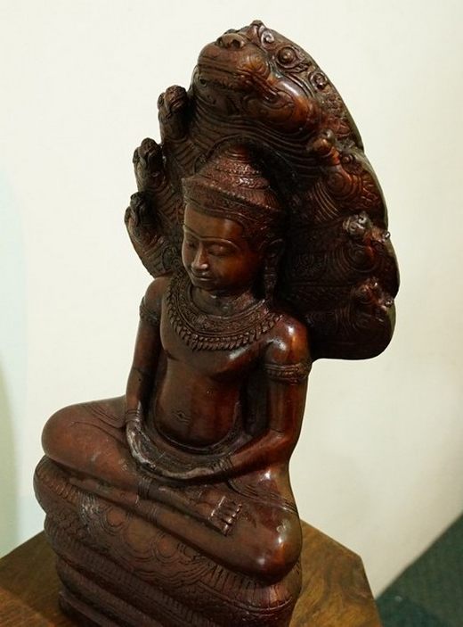 พระนาคปรก หลวงพ่อศิลา ขนาด 7 นิ้ว รมดำ มันปู