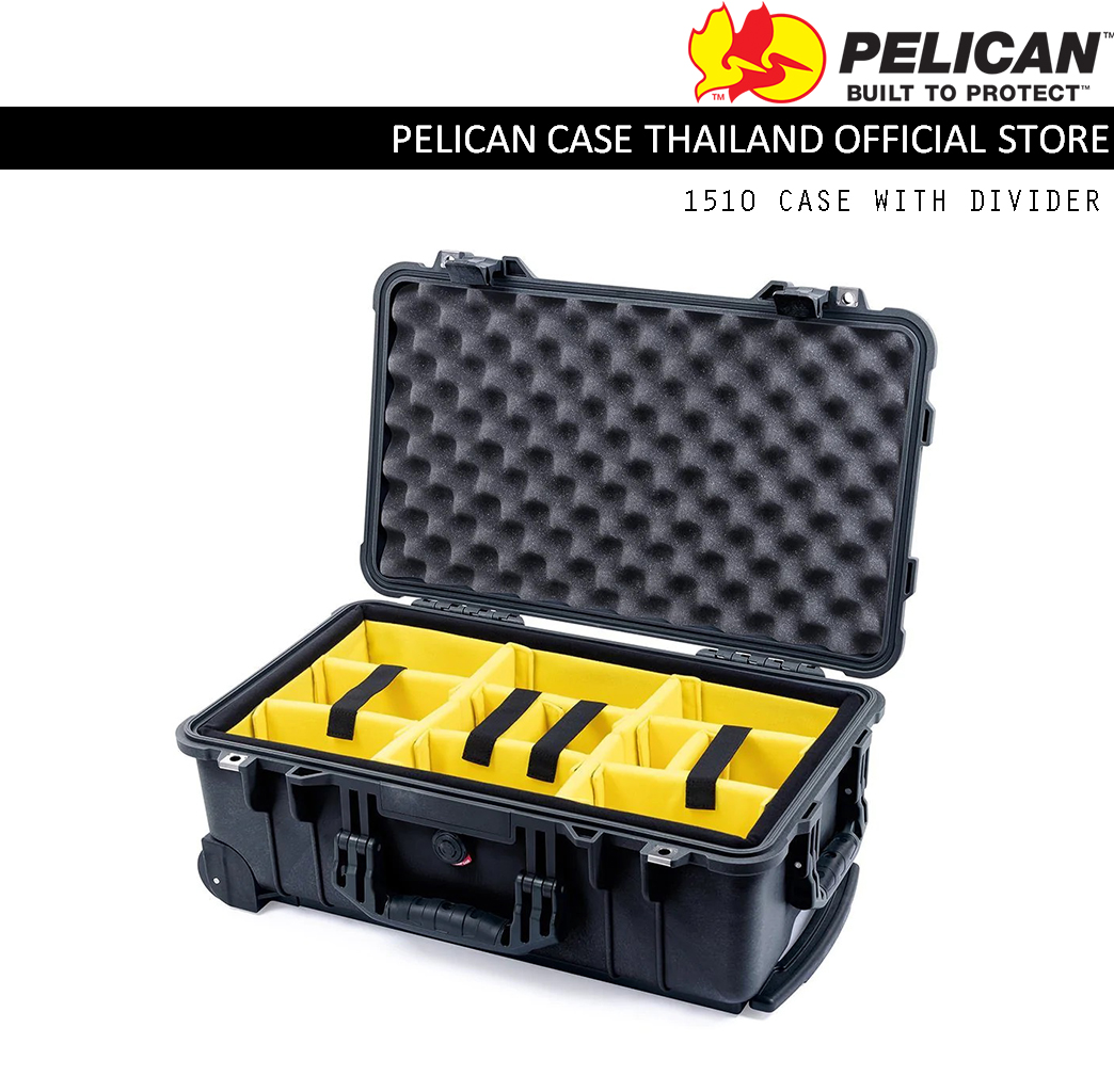 PELICAN 1510 CASE WITH PADDED DIVIDER - BLACK
