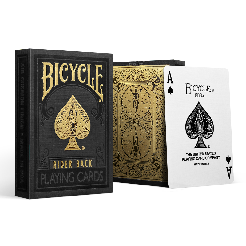 Bicycle Rider Back Black Gold Playing Cards