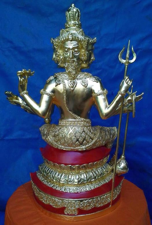 พระพรหม พิมพ์พิเศษ 9 นิ้ว เนื้อทองเหลือง ปิดทองแท้