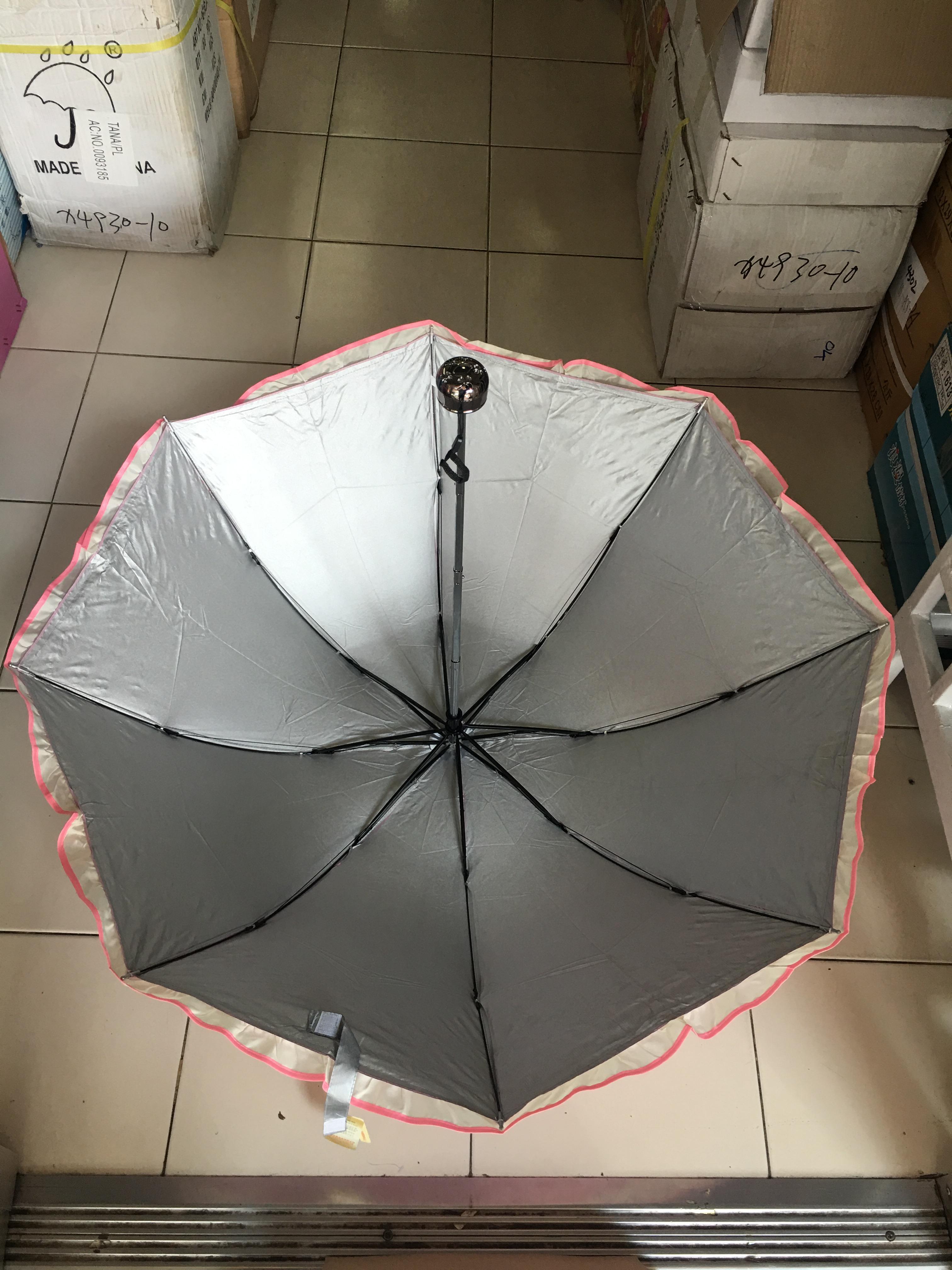 ร่มโค้งแฟชั่นมีระบาย ยูวี สีเงิน รหัส HJ A 387