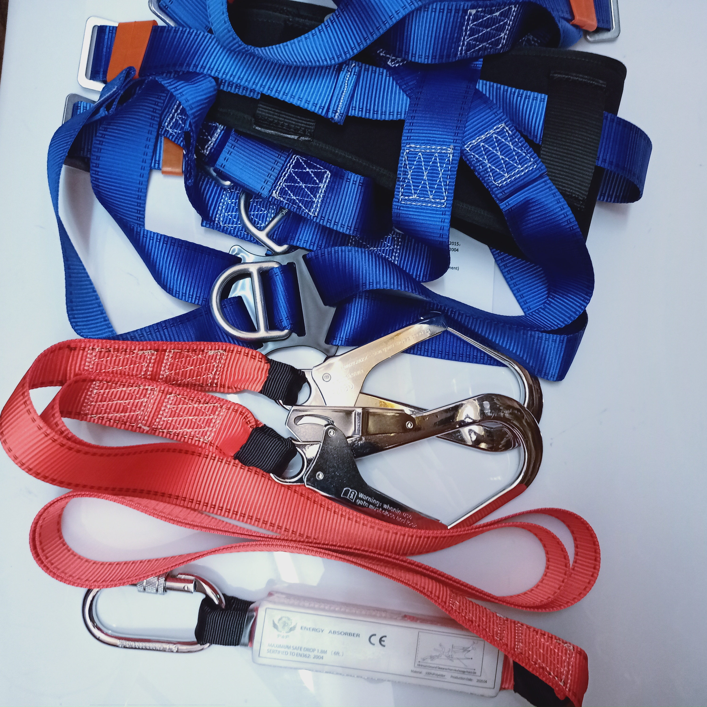 Harness - เข็มขัดเซฟตี้เต็มตัว สีส้ม-น้ำเงิน ZEUS จากอเมริกา เป็นชุดตะขอคู่