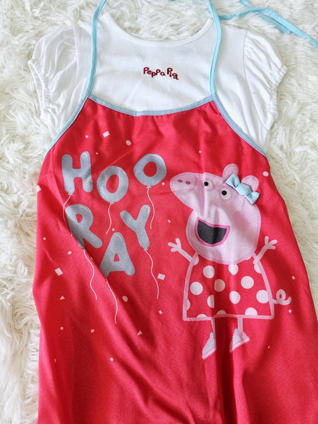 จั้มสูท PepPa Pig ไซส์ M (3y) Laugh by ChaLom มือสอง เหมือนใหม่ ตำหนิ>สีแดงของเอี้ยมเปื้อนเสื้อขาวด้านในเล็กน้อย