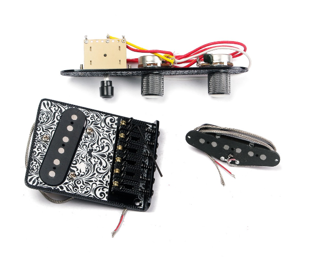 High-quality Electric Guitar 6 Saddle String Bridge Pickup Set with 3 Way Switch Control