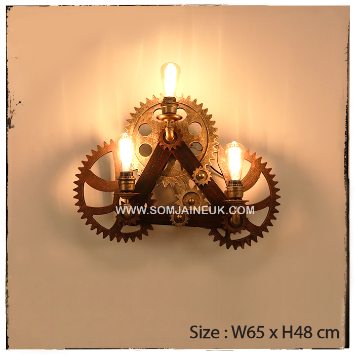 #005 โคมไฟเฟืองเกียร์หมุนได้แบบติดผนัง สไตล์ลอฟท์ เรโทร (American Retro Gear Lamp) แถมฟรีหลอดเอดิสัน !!!