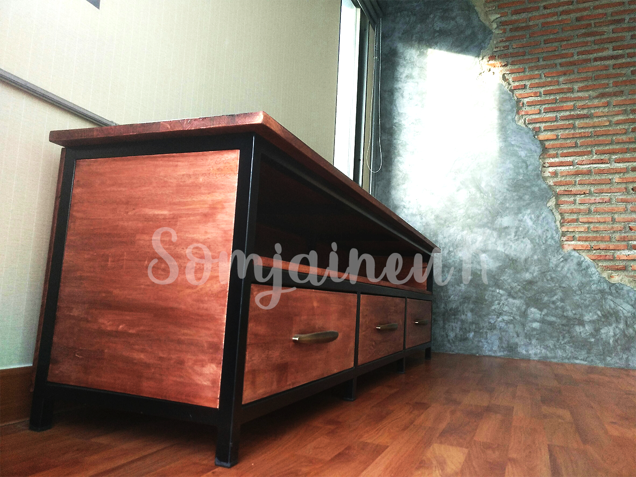 ตู้ชั้นวางทีวีแบบลอยตัว มีลิ้นชัก สไตล์ลอฟท์ คุณภาพดีราคาถูกใจ