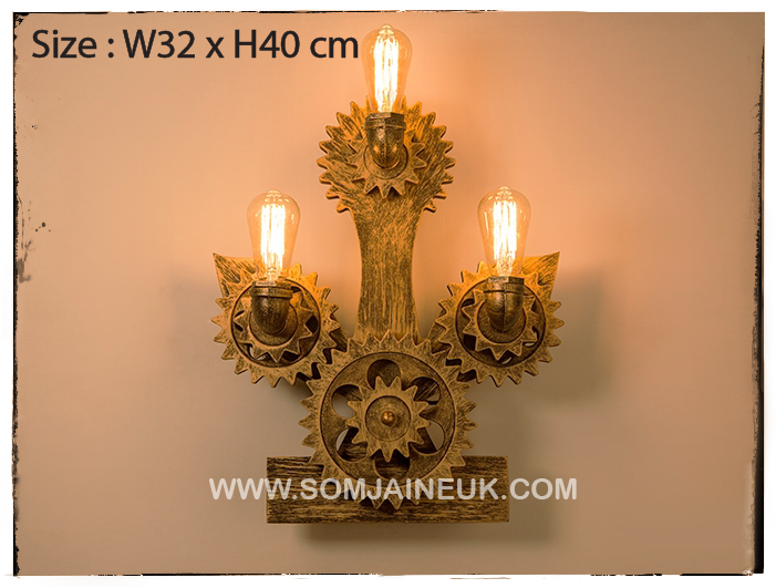 #007 โคมไฟเฟืองเกียร์หมุนได้แบบติดผนัง สไตล์ลอฟท์ เรโทร (American Retro Gear Lamp) แถมฟรีหลอดเอดิสัน !!!