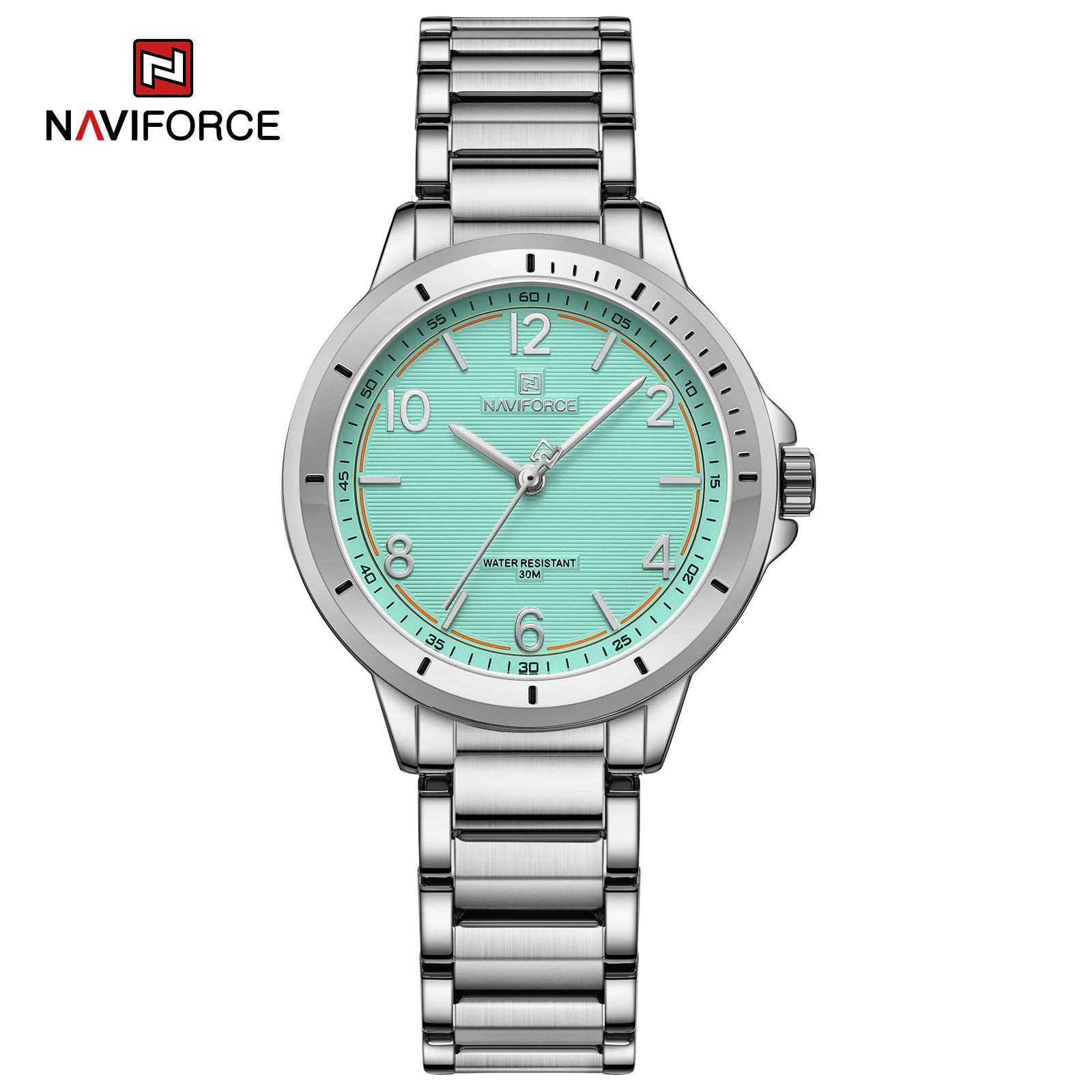นาฬิกา Naviforce รุ่น NF5021 GN สีเงิน หน้าเขียวของแท้ รับประกันศูนย์ 1 ปี ส่งพร้อมกล่อง และใบรับประกันศูนย์ ราคาถูกที่สุด