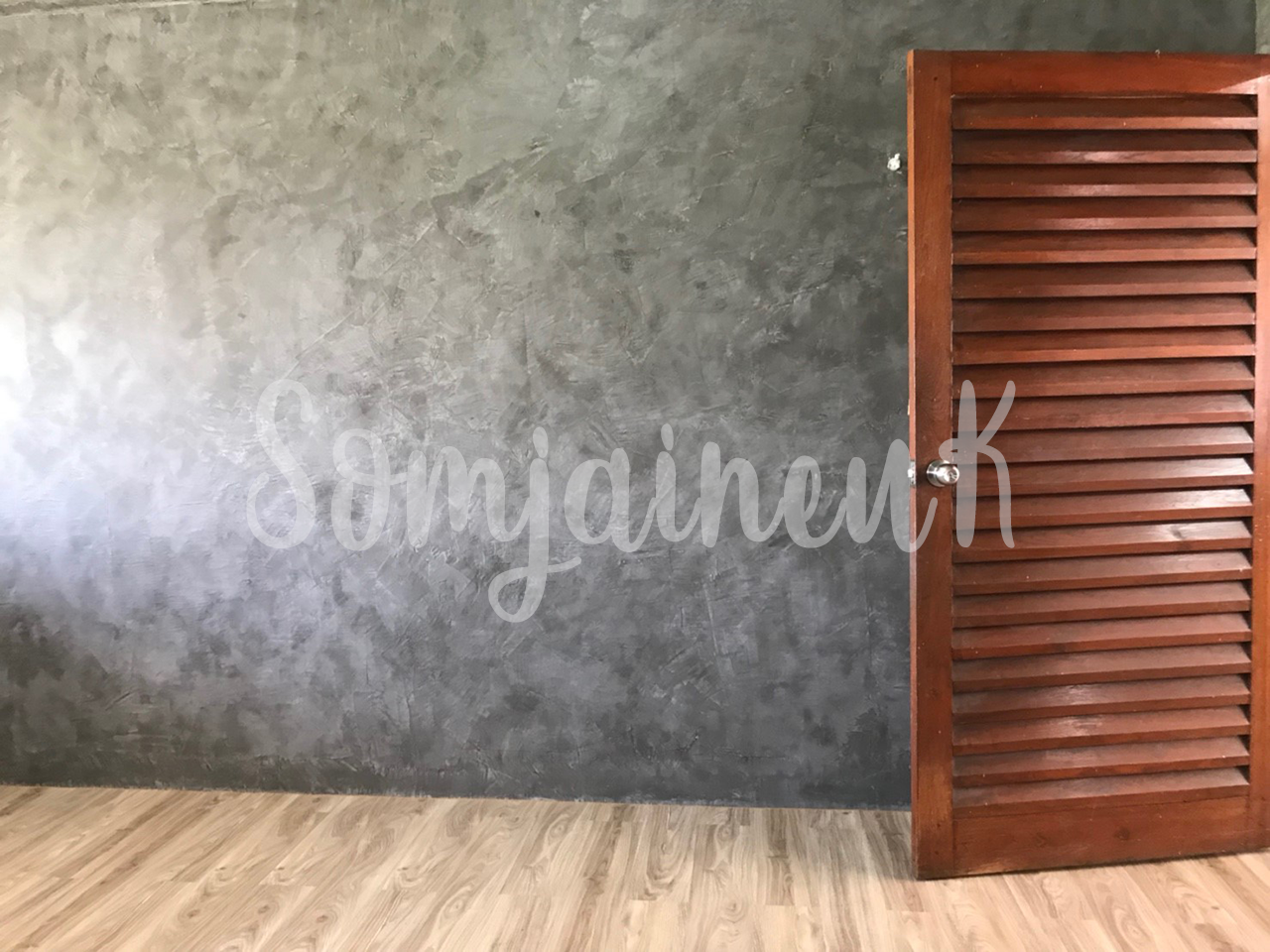 ฉาบผนังปูนลอฟท์ 1 รับแขก 1 ห้องนอน และฉาบลายอิฐ พื้นที่รวม 80 ตร.ม. @แฟลต ศรภ 17 รามอินทรา