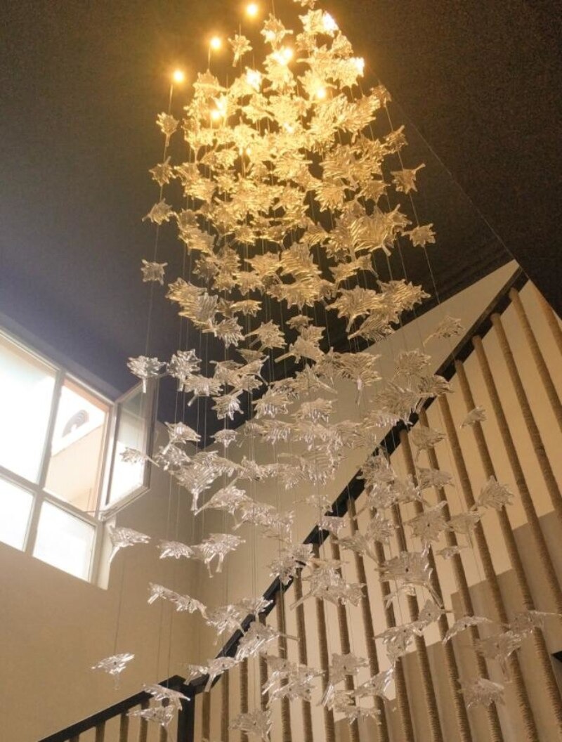 Maple Leaves crystal glass สำหรับ ไฟระย้า โคมไฟ โคมแขวน ไฟเพดาน โคมระย้า ไฟแขวน ไฟกิ่ง ไฟช่อ โคมไฟแขวน