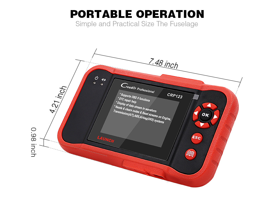 เครื่องสแกนโค้ด วิเคราะห์อาการรถยนต์ อ่านโค้ดต่างๆ Launch Creader CRP123 X431 OBD2 EOBD