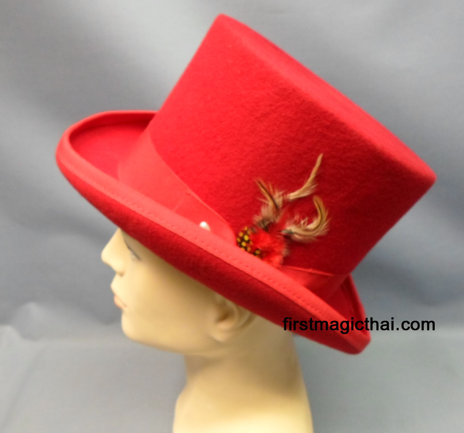 หมวก Top Hap สีแดง ทรงสูง