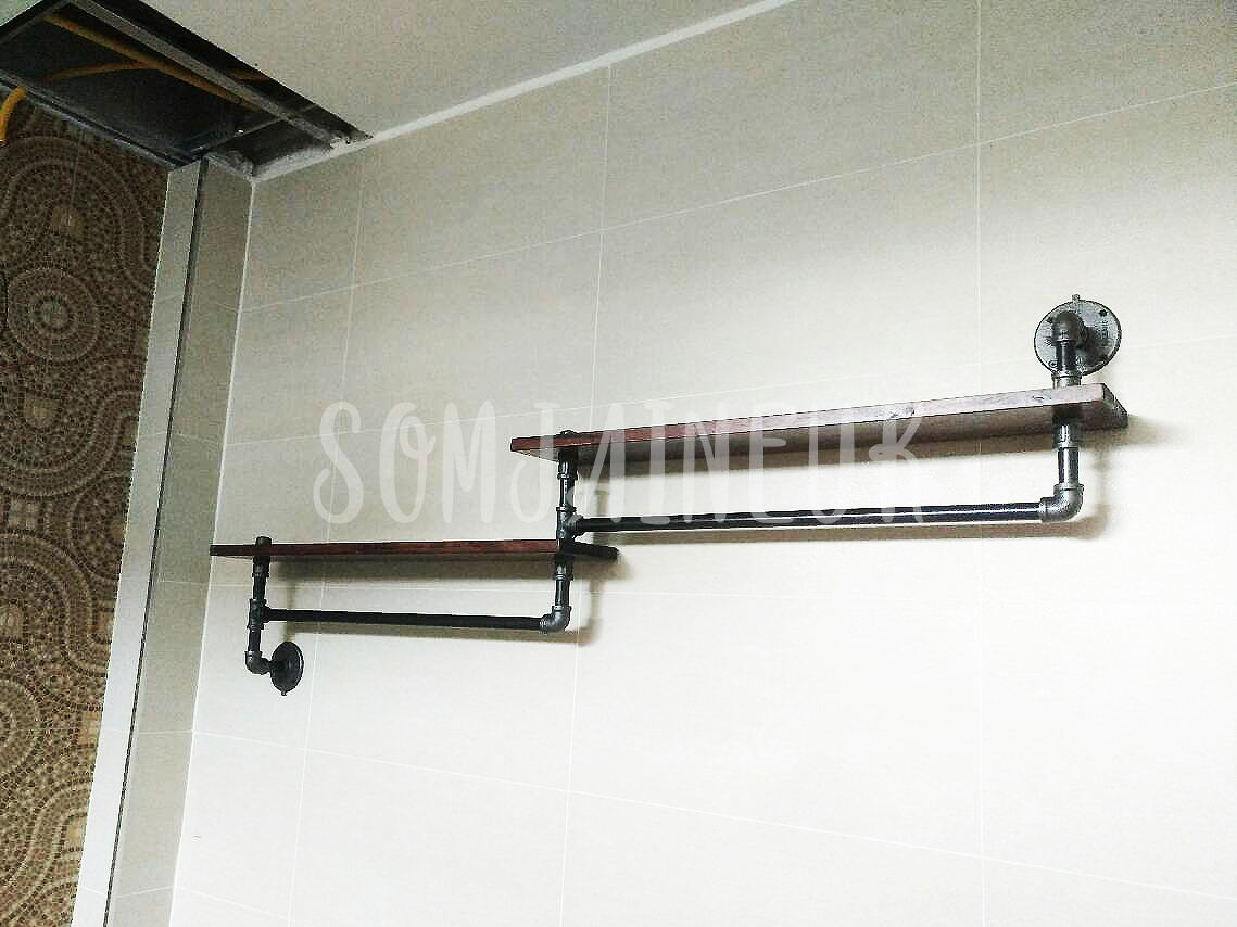 เซ็ทชั้นวางของ ราวแขวนผ้าในห้องน้ำ พร้อมที่ใส่กระดาษชำระสไตล์ Loft