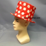 หมวกพับ สีแดง จุดขาว