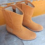 รองเท้าบูทเซฟตี้หนังกลับสีแทน หัวกลาง พื้นสีน้ำตาล ไซส์39-45