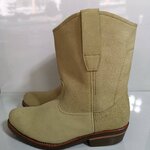 รองเท้าบูทเซฟตี้ หนังกลับสีครีม หัวแหลม กันกระแทก พื้น กันลื่น กันน้ำมัน กันไฟฟ้าสถิตย์ ไซส์39-48