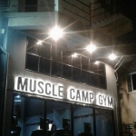 ป้ายอักษรโลหะ ติดไฟออกหลัง #MUSCLECAMPGYM