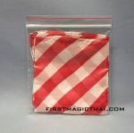 ผ้าเยื้อไม้ 18 นิ้ว สีขาว ลายคาดแดง