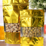 D1 ซองฟอยล์สีทองเจาะหน้าต่าง ไม่มีลาย ขนาด 10*15+3cm