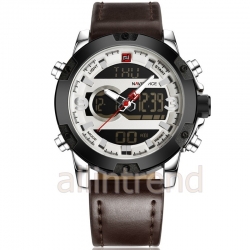 นาฬิกา Naviforce รุ่น NF9097 สีเงิน สายสีน้ำตาล ของแท้ รับประกันศูนย์ 1 ปี ส่งพร้อมกล่อง และใบรับประกันศูนย์ ราคาถูกที่สุด