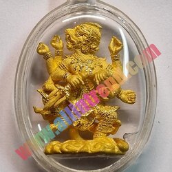 เทพหนุมาน แผลงฤทธิ์ 4 เศียร 8 กร รูปหล่อสูง 3.2 เซนติเมตร ทองทำพ่นทรายขัดเงา น้ำหนัก 29 กรัม