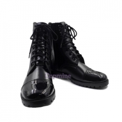 Copmine รองเท้าคอมแบทหนังแท้ หัวแก้ว ส้นแก้ว ซิปข้าง รองเท้าตำรวจ รองเท้าทหาร Original handmade