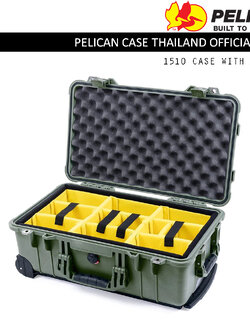 PELICAN 1510 CASE WITH PADDED DIVIDER - OD GREEN