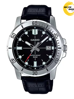 CASIO นาฬิกาผู้ชาย รุ่น MTP-VD01L-1EV สายหนัง สีดำ คาสิโอ