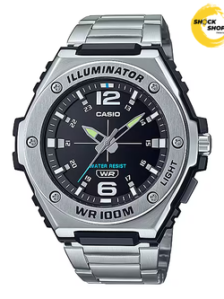 CASIO นาฬิกาผู้ชาย รุ่น MWA-100HD-1AV วัสดุสเตนเลสสตีล สีดำ คาสิโอ