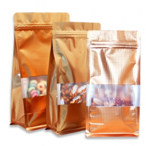 D2 ซองฟอยล์สีทองแดงเจาะหน้าต่าง พิมพ์ลาย ขยายข้าง